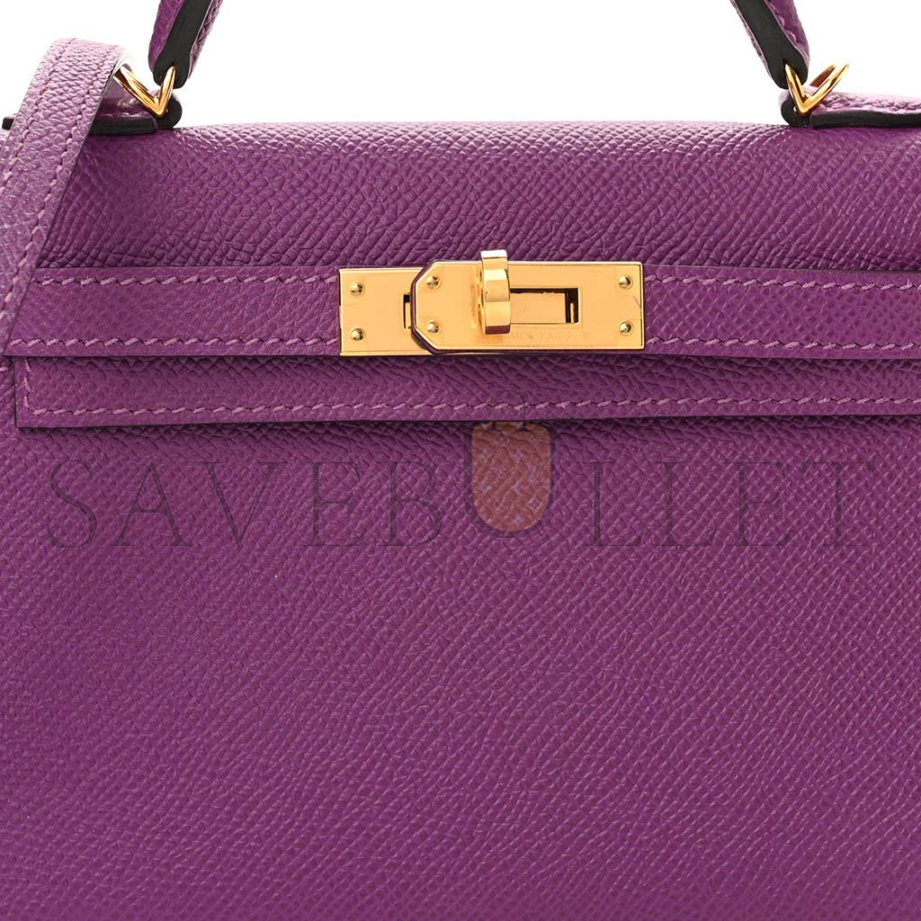 HERMÈS MASTER EPSOM MINI KELLY II ANEMONE (19*12*5.5cm)